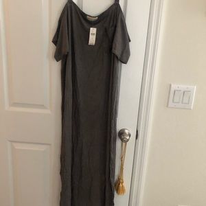 Grey long casual cloth & stone dress